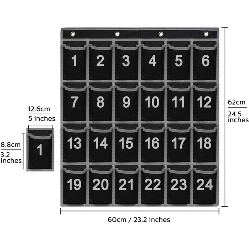 Eamay 24 Numbered Classroom Pocket Charts for Cell Phones and Calculators Holder Wall Door Mount Hanging Organizer - Image 3